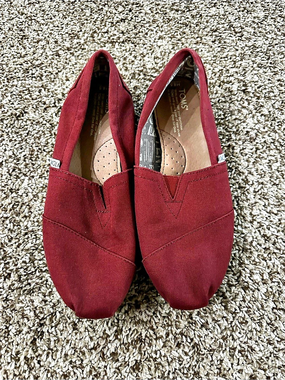 TOMS Men's Alpargata Classic Slip-On maroon Slip-On Flats US 8.5